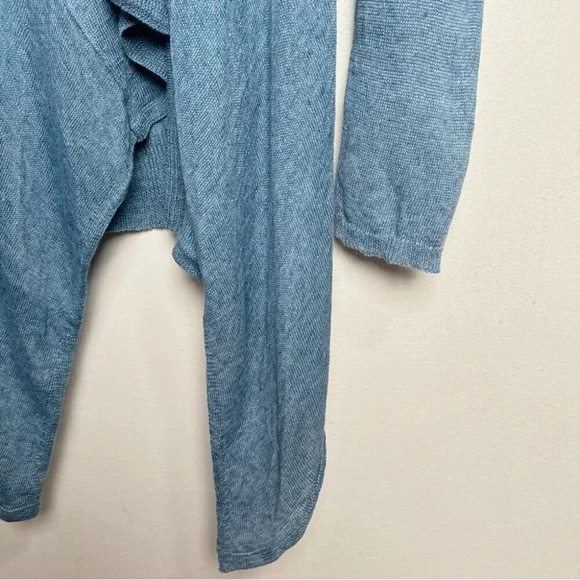 Eileen Fisher Womens Size Small Linen Blue Button Asymmetrical Cardigan - Picture 7 of 13